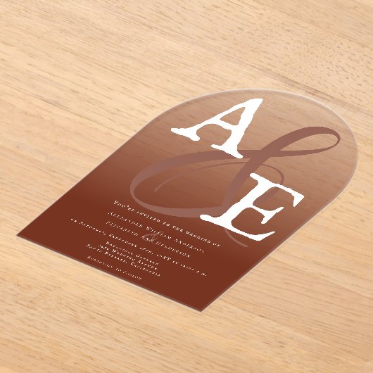 Italiaans Sunset Sinaasappel Minimalistische Monog Acryl Uitnodigingen (Laagn)