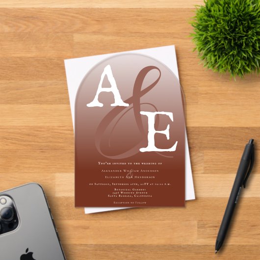 Italiaans Sunset Sinaasappel Minimalistische Monog Acryl Uitnodigingen (Insitu (Uitnodiging))