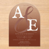 Italiaans Sunset Sinaasappel Minimalistische Monog Acryl Uitnodigingen (Voorkant)