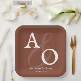 Italiaans Sunset Sinaasappel Minimalistische Monog Papieren Bordje