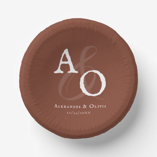 Italiaans Sunset Sinaasappel Minimalistische Monog Papieren Kommen (Voorkant)