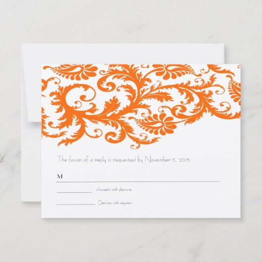Italiaans Sunset Terracotta Sinaasappel Damask RSV RSVP Kaartje (Voorkant)