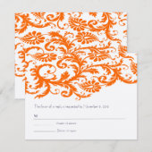Italiaans Sunset Terracotta Sinaasappel Damask RSV RSVP Kaartje (Voorkant / Achterkant)