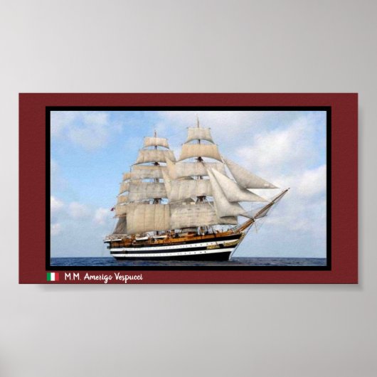 Italiaans Tall Ship Amerigo Vespucci Poster (Voorkant)