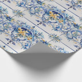 Italiaans Tegel Blauw en Wit Amalfi Coast Decoupag Cadeaupapier (Hoek)