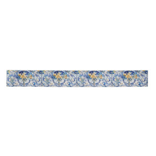 Italiaans Tegel Blauw N Wit Geel Bloemen Decoupage Satijnen Lint