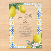 Italiaans Tegel en citroen Vrijgezellenfeest - La Acryl Uitnodigingen (Voorkant)