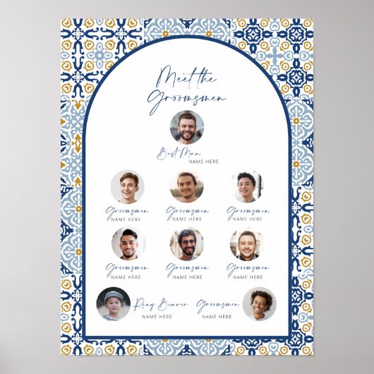 Italiaans Tegel Groomsmen Introductie Poster (Voorkant)