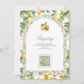 Italiaans Tegel Lemon Tree Arch QR Code Baby showe Kaart (Achterkant)