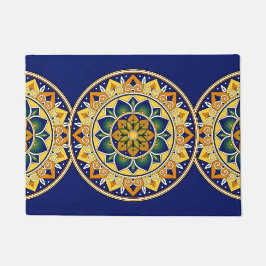 Italiaans tegelpatroon - Peacock motifs majolica Deurmat (Voorkant)