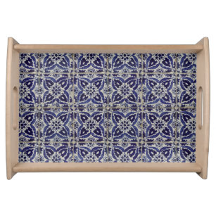 Italiaans Tegels Azulejo blauw wit geometrisch Dienblad
