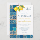 Italiaans Tegels Lemon Mediterraan Huwelijk Kaart (Voorkant)