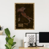 ITALIAANS Textured Map Art Poster (Thuiskantoor)