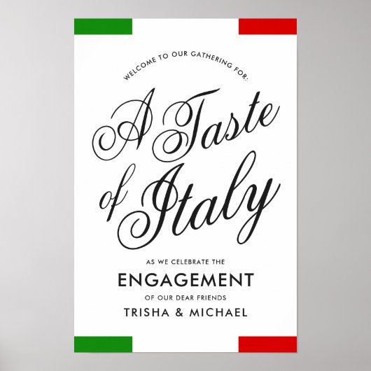 Italiaans thema diner | Verlovingsfeest Poster (Voorkant)
