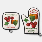 Italiaans thema Nonna's Kitchen Ovenwant & Pannenlap Set (Voorkant)