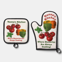 Italiaans thema Nonna's Kitchen Ovenwant & Pannenlap Set