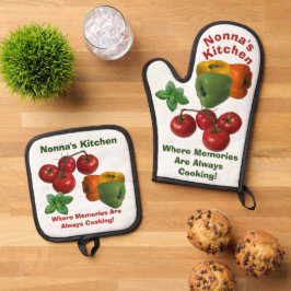 Italiaans thema Nonna's Kitchen Ovenwant & Pannenlap Set
