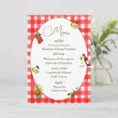 Italiaans thema rood patroon citroen menu kaart (Staand voorkant)