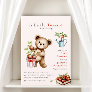 Italiaans thema teddybeer tomaten baby shower QR Kaart