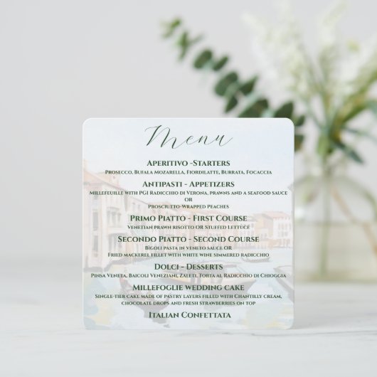 Italiaans thema - Venetiaanse bruiloft Menu (Staand voorkant)