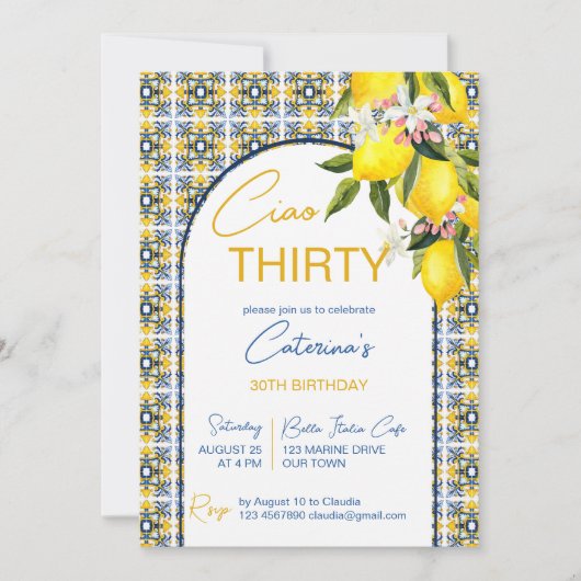 Italiaans thema verjaardagsfeestje Majolica tegels Kaart (Voorkant)