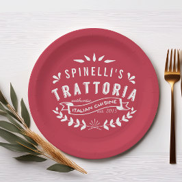 Italiaans Trattoria Personalized Restaurant Logo Papieren Bordje