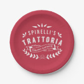 Italiaans Trattoria Personalized Restaurant Logo Papieren Bordje (Voorkant)