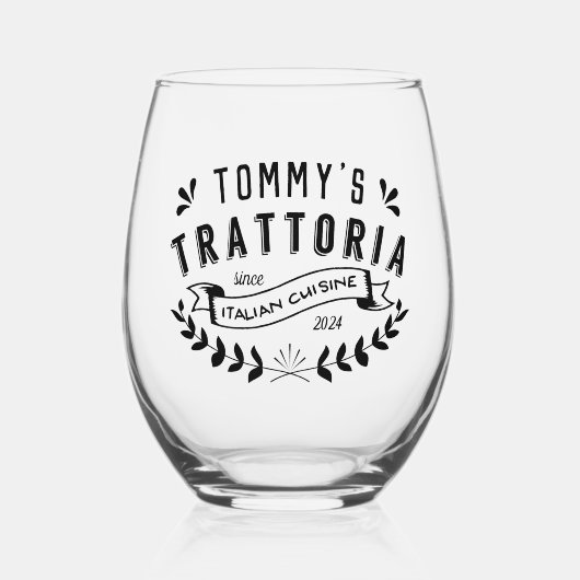 Italiaans Trattoria Personalized Restaurant Logo Wijnglas Zonder Voet (Voorkant)
