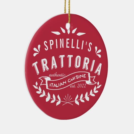 Italiaans Trattoria | restaurant Logo Red Keramisch Ornament (Rechts)