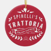 Italiaans Trattoria |  restaurant Logo Red Keramisch Ornament (Voorkant)
