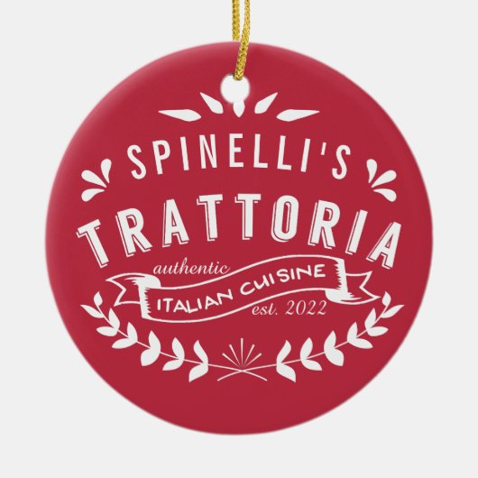 Italiaans Trattoria |  restaurant Logo Red Keramisch Ornament (Voorkant)