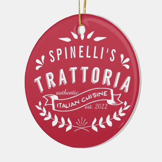 Italiaans Trattoria |  restaurant Logo Red Keramisch Ornament (Links)