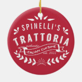 Italiaans Trattoria |  restaurant Logo Red Keramisch Ornament (Achterkant)