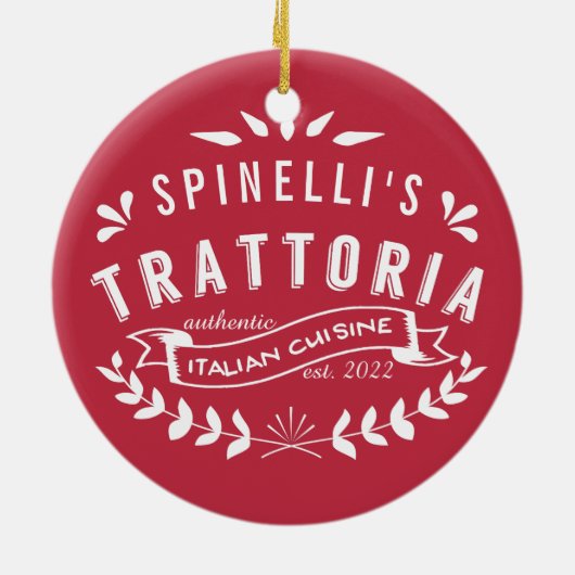 Italiaans Trattoria |  restaurant Logo Red Keramisch Ornament (Achterkant)