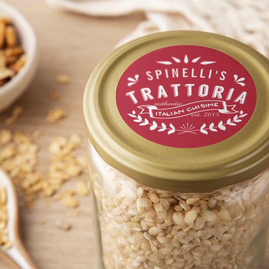 Italiaans Trattoria  Restaurant Logo Red Ronde Sticker