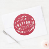 Italiaans Trattoria  Restaurant Logo Red Ronde Sticker (Envelop)