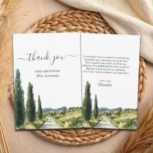 Italiaans uitzicht Elegante kalligrafie Bruidsdouc Bedankkaart