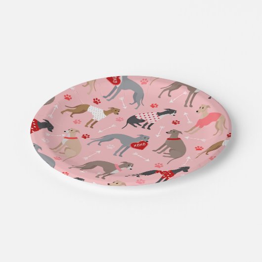 Italiaans Valentijn Patroon Papieren Bordje (Gekanteld)