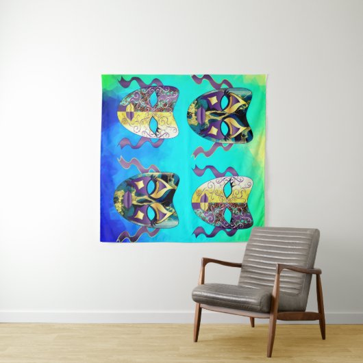 Italiaans Venetiaans Carnaval Masker Patroon Wandkleed (In Situ (horizontaal))