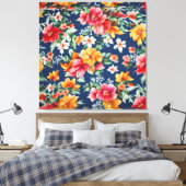 Italiaans verbazingwekkend zomer helder bloemmotie canvas afdruk (Insitu (Slaapkamer))