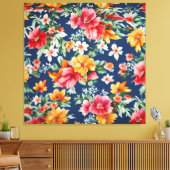 Italiaans verbazingwekkend zomer helder bloemmotie canvas afdruk (Insitu (Woonkamer))