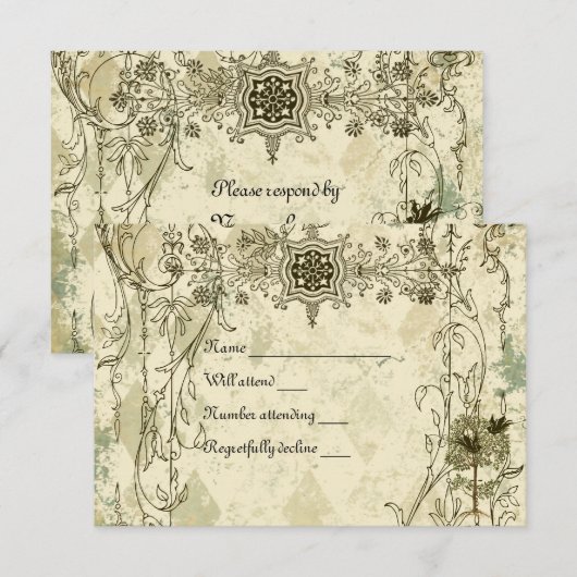  Italiaans Verdigris rsvp met enveloppen (Voorkant / Achterkant)