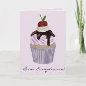 Italiaans Verjaardag Cherry Cupcake Kaart (Voorkant)