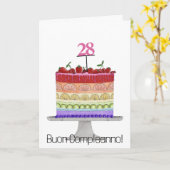 Italiaans Verjaardag Regenboog Kleur Cupcake Kaart (Gele Bloem)