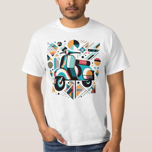 Italiaans Vespa geometrisch ontwerp T-shirt (Voorkant)