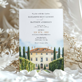 Italiaans Villa Balbiano Waterverf Bruiloft Kaart