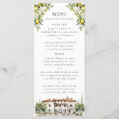 Italiaans Villa Bruiloftsmenu Menu (Voorkant)