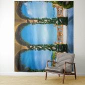 Italiaans Villa Strand Scène Turquoise Blauw Zee Wandkleed (In situ)