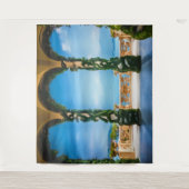 Italiaans Villa Strand Scène Turquoise Blauw Zee Wandkleed (Voorkant)