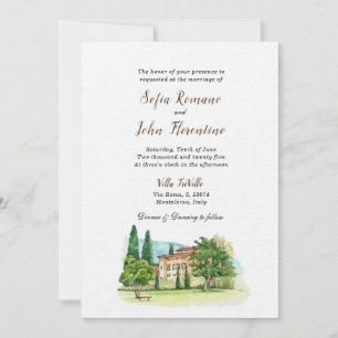 Italiaans Villa Waterverf Bruiloft Ultra papier Kaart